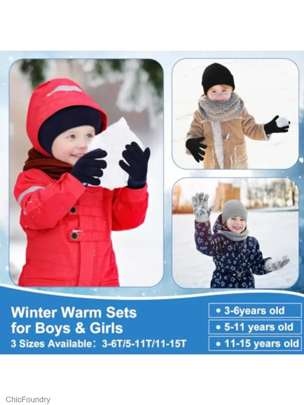 8 Pack Kids Knitted Beanie Hats and Gloves Set Winter Cold Weather Accessories
